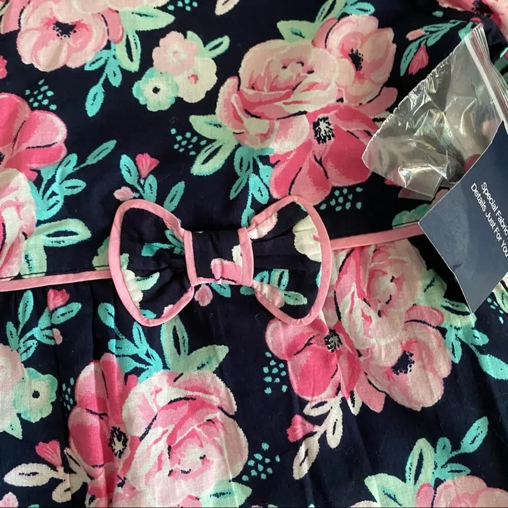 Crown & Ivy kids top floral bell sleeves bow NWT M